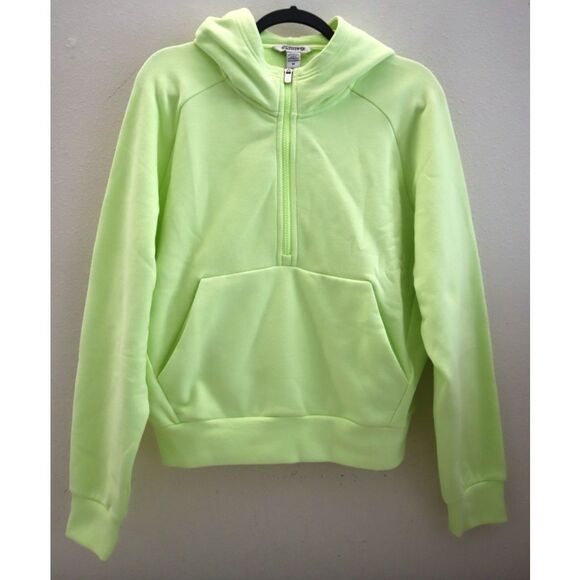 Athleta 473713062 Women Sz M Citron/Yellow Green Easy Fleece 1/2 Zip Hoodie - Picture 1 of 13